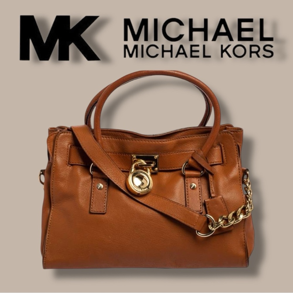Michael Kors East West Hamilton Cognac Satchel EUC